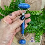 Massageador Facial Roller de Cristal Quartzo Azul
