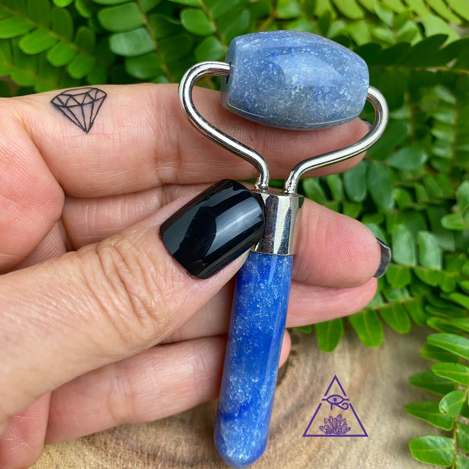 ROLLER Q AZUL P Massageador Facial Roller de Cristal Quartzo Azul (mini) - Imagem 1