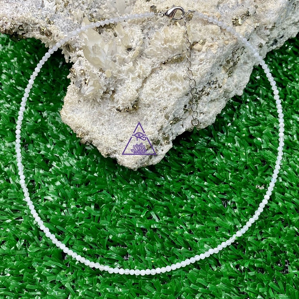pedra da lua branca Colar Pedra da Lua branca facetada 2mm - Imagem 1
