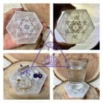 Placa Hexagonal Cubo de Metatron de Selenita - Imagem 2