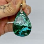 Pingente de  Malaquita Crisocola cabochão 8