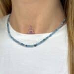 Colar de Água Marinha facetada 3mm fecho prata 925