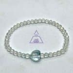 Pulseira Facetada Topázio 4mm com Coração de Topázio Azul 6 mm