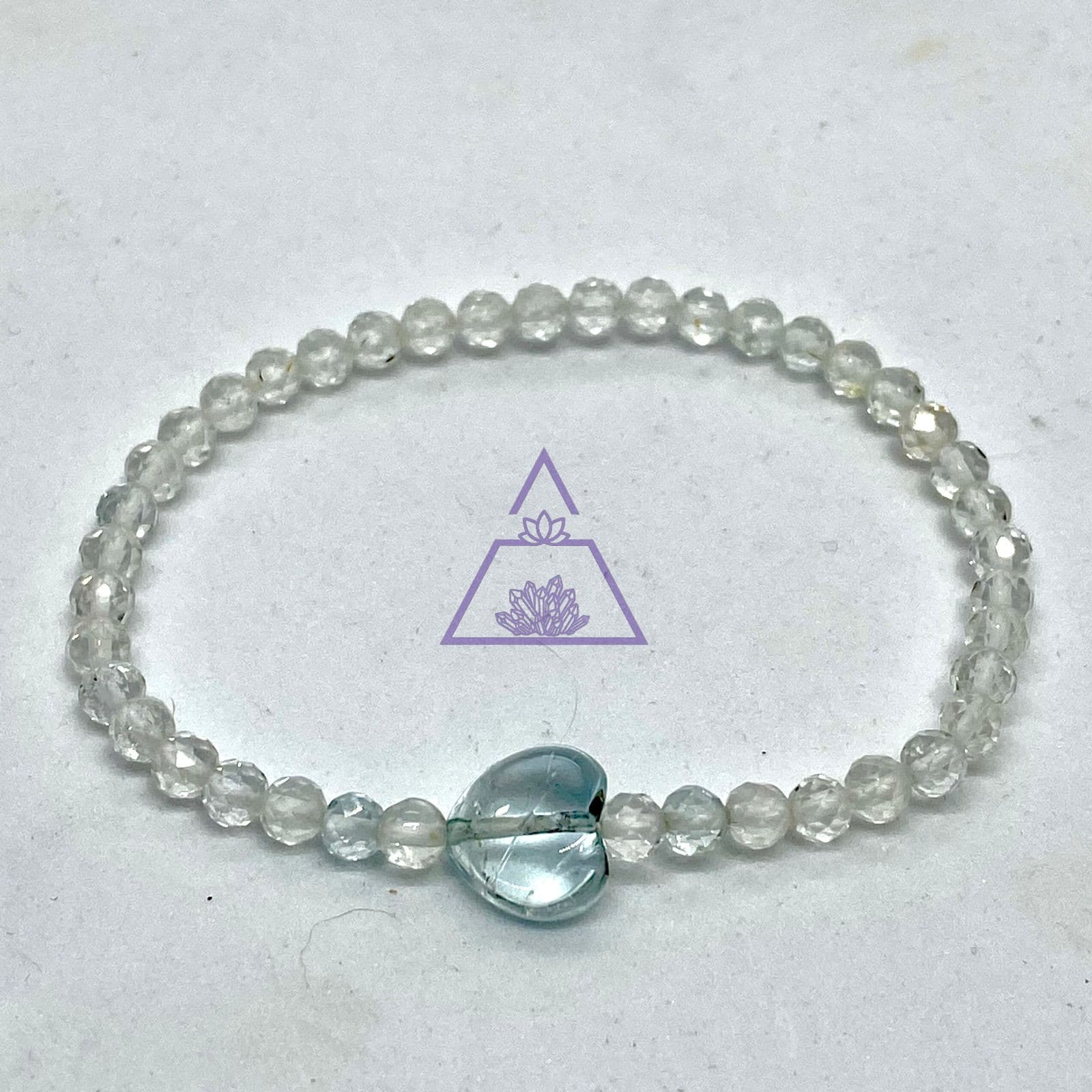 topazios coração Pulseira Facetada Topázio 4mm com Coração de Topázio Azul 6 mm - Imagem 1