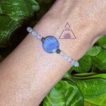 Pulseira de Cianita Azul com Topázio incolor 4mm