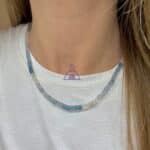 Colar Fluorita azul degradê facetada cubos 4mm