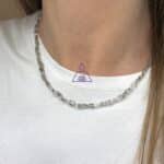 Colar Quartzo Diamante Herkimer 1x0,5mm fecho prata 925