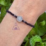 Pulseira Facetada Turmalina Preta 3mm medalha de São Bento
