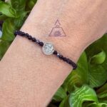 Pulseira Facetada Turmalina Preta 3mm medalha de São Bento - Imagem 2