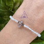 Pulseira Esfera Topázio Incolor 4mm com Diamante Herkimer